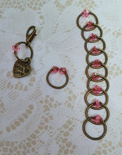 Load image into Gallery viewer, Stitch Marker Set 'Pink' Silvertone, Goldtone or Bronzetone
