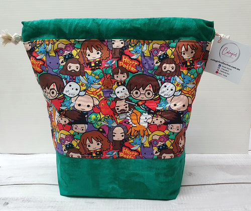 Draw String Project Bag Large -Green Harry Potter