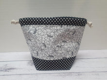 Load image into Gallery viewer, Draw String Project Bag Small - Black Flowers