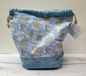Draw String Project Bag Large - Baby Blue Grogu