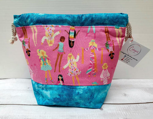 Draw String Project Bag Medium - Blue Barbie