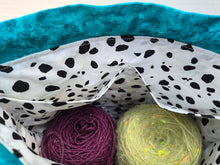 Load image into Gallery viewer, Draw String Project Bag with Pockets &amp; Handle Medium - Dragon Flies
