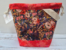 Load image into Gallery viewer, Draw String Project Bag with Handle &amp; Pockets Large - Orange Flower Fairies