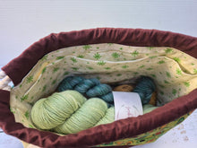 Load image into Gallery viewer, Draw String Project Bag with Handle and Pockets Medium - Avocados