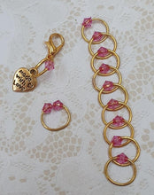 Load image into Gallery viewer, Stitch Marker Set &#39;Cerise Pink/Purple&#39; Goldtone, Silvertone or Bronzetone